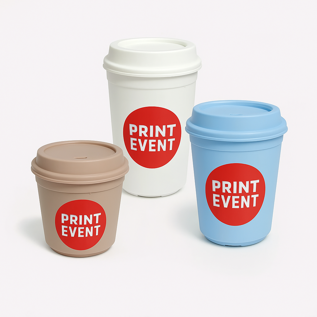 Reusable cups (with lid) colored from 300 pieces